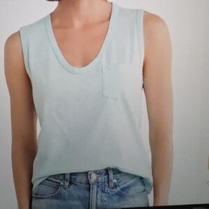 James Perse Light Mint Scoop Neck Pocket Tank